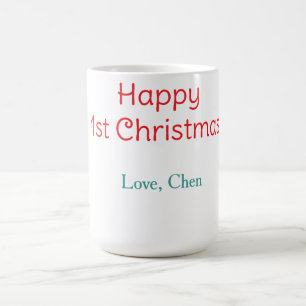 happy 1st christmas red green love name simple hol coffee mug