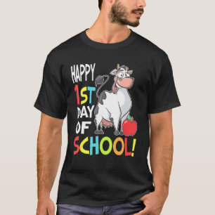 Happy 1st Day Of School Back To School Cow T-Shirt