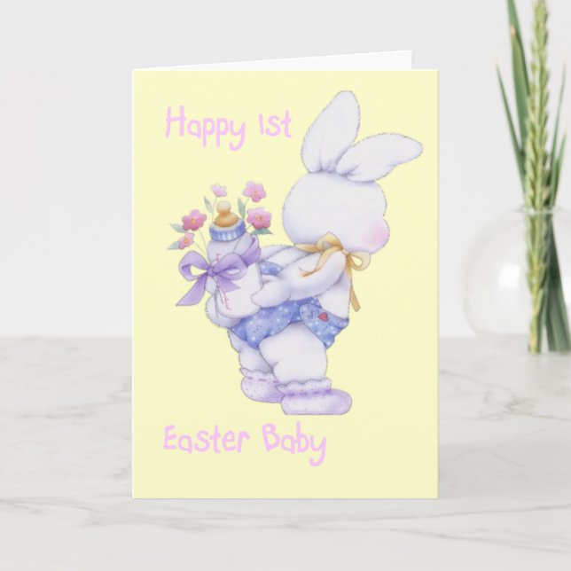 Happy 1st Easter Baby (Girl) Card (Blank) (Front)