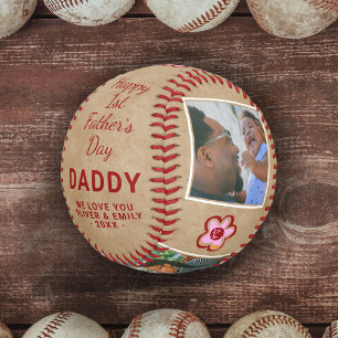 Happy 1st Father`s Day Daddy Keepsake 3 Photo  Baseball
