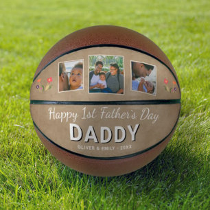 Happy 1st Father`s Day Daddy Keepsake 3 Photo  Basketball