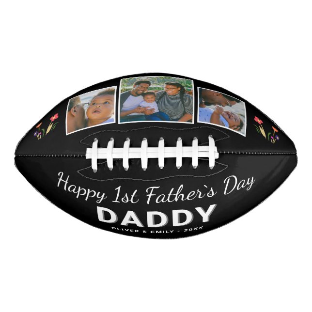 Happy 1st Father`s Day Daddy Keepsake 3 Photo  Football (Front)