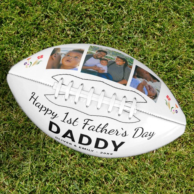 Happy 1st Father`s Day Daddy Keepsake 3 Photo Football (Creator Uploaded)