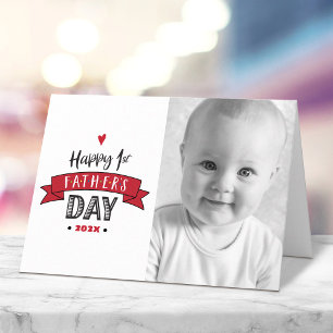 Happy 1st Father’s Day Photo Bold Typography Red Card