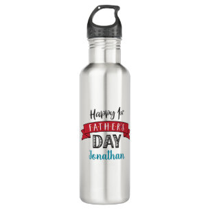 Happy 1st Father’s Day Red Banner Cool Custom Name 710 Ml Water Bottle