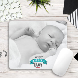 Happy 1st Father’s Day Turquoise Banner Bold Type Mouse Pad