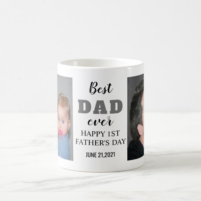 Happy 1st Father's Day 2021 Best Dad Ever Photo Coffee Mug (Center)