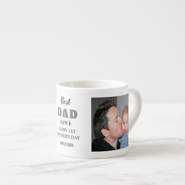 Happy 1st Father's Day 20XX Best Dad Ever Espresso Cup (Front Right)