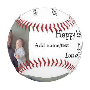 happy 1st fathers day add name love kisses photo t baseball