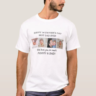 Happy 1st Father's Day Daddy 4 Photo Collage T-Shirt
