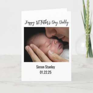 Happy 1st Father's Day Daddy Dad baby photo Holiday Card