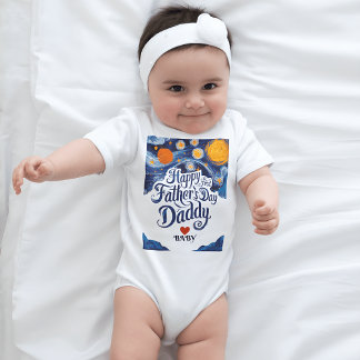 Happy 1st Father's Day, Daddy! Heart / Custom name Baby Bodysuit
