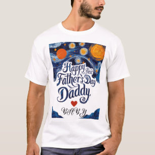 Happy 1st Father's Day, Daddy Heart / Custom name T-Shirt
