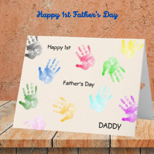 Happy 1st Father's Day Daddy Kid Handprint  Card