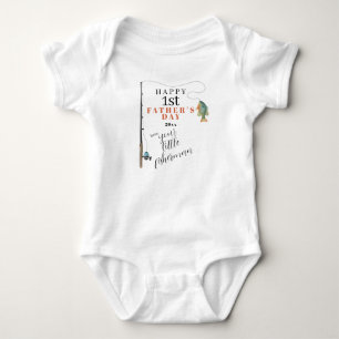 Happy 1st Father's Day Funny Fishing Baby Bodysuit