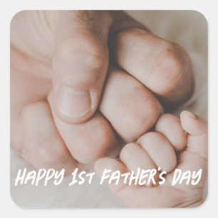 Happy 1st father's day photo elegant trendy square sticker