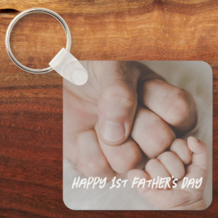 Happy 1st father's day photo minimalist trendy key ring