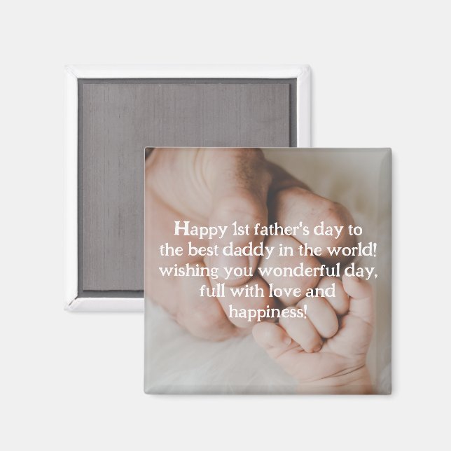  Happy 1st father's day photo modern script  Magnet (Front/Back)