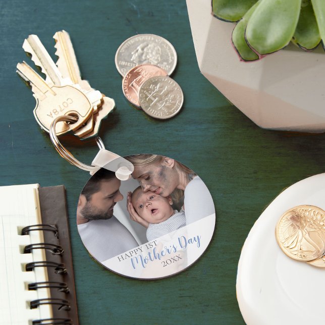 Happy 1st Mothers Day 2023 Baby Boy Photo Key Ring (Mother's Day photo keyring)