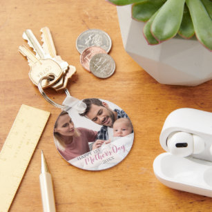 Happy 1st Mothers Day 2023 Baby Girl Photo Key Ring