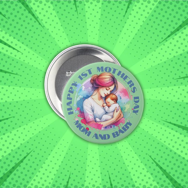 Happy 1st Mothers Day | 7.5 Cm Round Badge (Creator Uploaded)