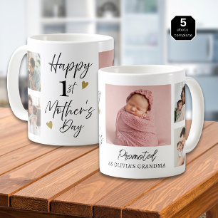 Happy 1st Mothers Day As Grandma 5 Photo Collage  Coffee Mug