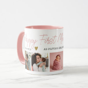 Happy 1st Mothers Day As Grandma 5 Photo Pink Mug