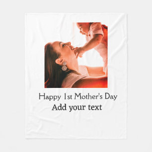 Happy 1st Mother's Day best mum ever add photo nam Fleece Blanket