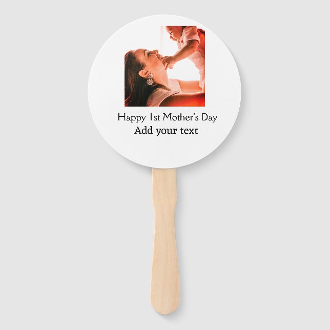 Happy 1st Mother's Day best mum ever add photo nam Hand Fan (Front)