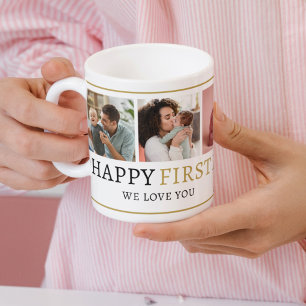Happy 1st Mother's Day Black And Gold 5 Photo Coffee Mug