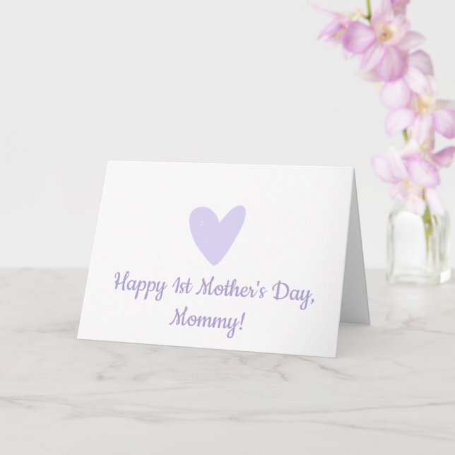 Happy 1st Mother's Day | Cute Little Lilac Heart Card (Orchid)