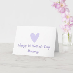 Happy 1st Mother's Day Cute Little Lilac Heart Card