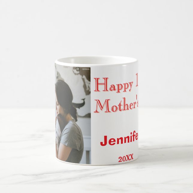 Happy 1st mothers day name photo red yellow year k coffee mug (Center)