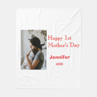 Happy 1st mothers day name photo red yellow year k fleece blanket