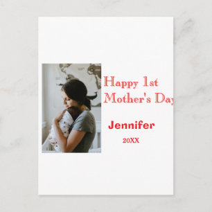Happy 1st mothers day name photo red yellow year k postcard