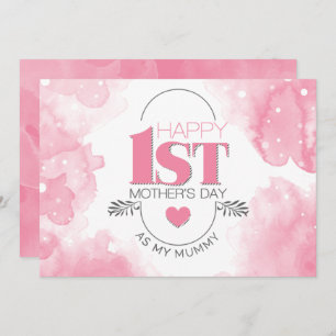 Happy 1st Mother's Day Pink Watercolor  Holiday Card