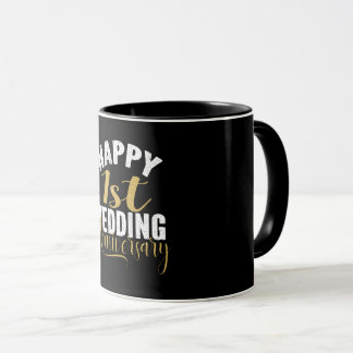 Happy 1st Wedding Anniversary Married Couple Gift Mug