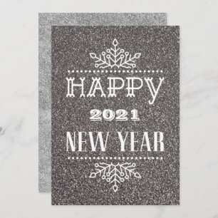 HAPPY 2021 NEW YEAR   Modern Typography Holiday Card