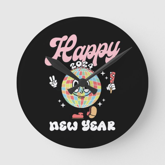 Happy 2024 round clock (Front)