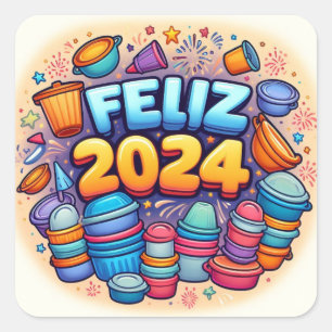 Happy 2024! square sticker