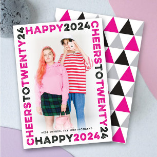 Happy 2025 Blocks Frame Typography New Year Photo Holiday Card