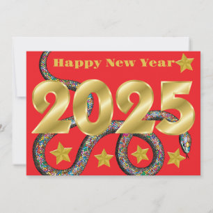 Happy 2025 Year of the Snake Flat Card