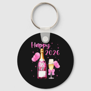 Happy 2026 Cheers To A New Year 2026 Champagne Coq Key Ring