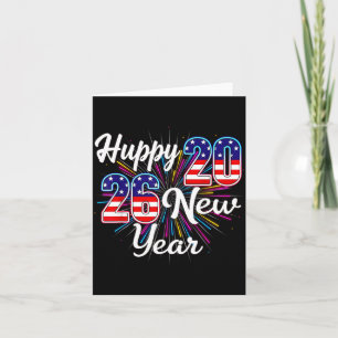 Happy 2026 New Year Patriotic Fireworks Design Par Card