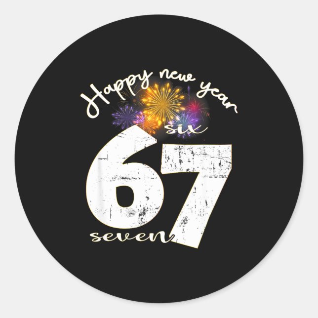 Happy 2026 New Year's Eve Party 67 Six Seven Meme  Classic Round Sticker (Front)