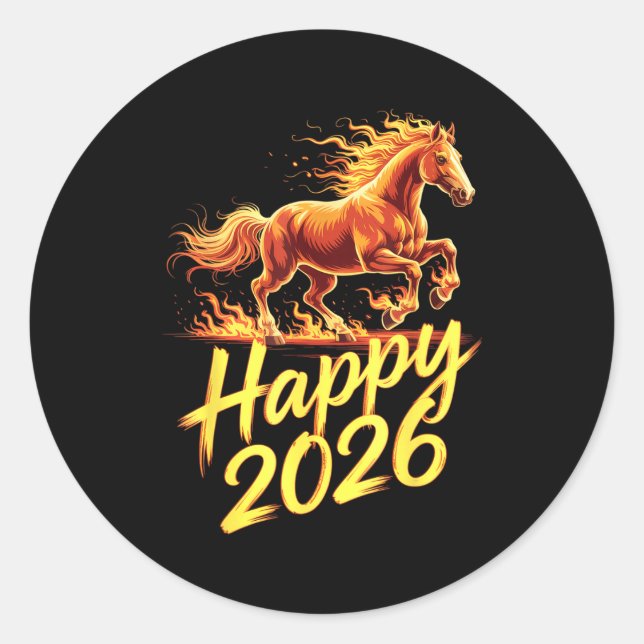 Happy 2026 Year Of The Horse Chinese Zodiac New Ye Classic Round Sticker (Front)