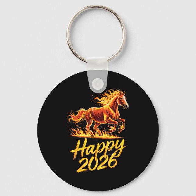 Happy 2026 Year Of The Horse Chinese Zodiac New Ye Key Ring (Front)