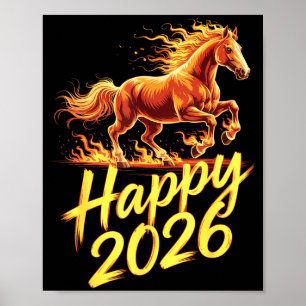 Happy 2026 Year Of The Horse Chinese Zodiac New Ye Poster