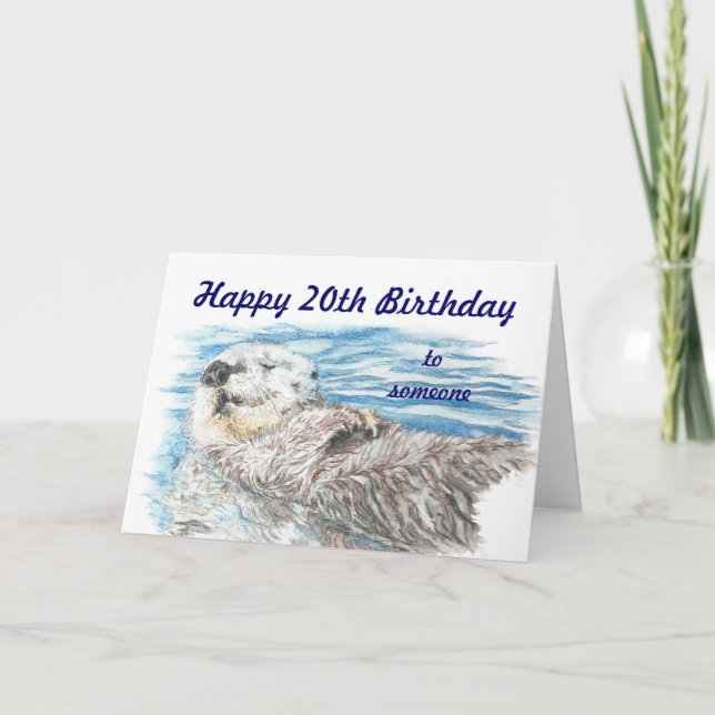 Happy 20 Birthday Someone Otterly Adorable Otter Card (Front)