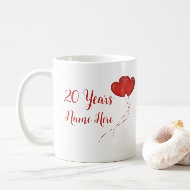 Happy 20 Year Wedding Anniversary Gift Custom 20th Coffee Mug (With Donut)